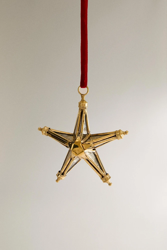 GLASS STAR CHRISTMAS TREE ORNAMENT