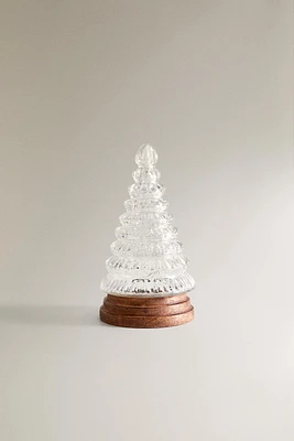 GLASS CHRISTMAS TREE LIGHT DECORATION