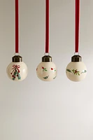 SET OF FLORAL CHRISTMAS BALL ORNAMENTS (SET OF 3)