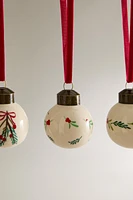 SET OF FLORAL CHRISTMAS BALL ORNAMENTS (SET OF 3)