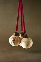 SET OF FLORAL CHRISTMAS BALL ORNAMENTS (SET OF 3)