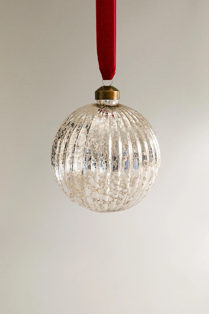 GLASS BALL CHRISTMAS TREE DECORATION WITH STRIPES