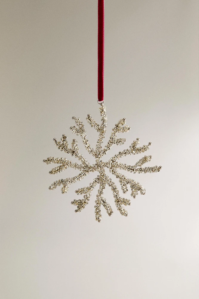 GLITTERY SNOWFLAKE CHRISTMAS TREE DECORATION