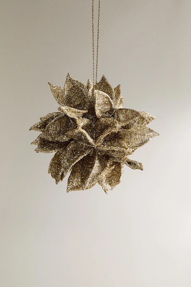 GLITTERY LEAF CHRISTMAS TREE DECORATION