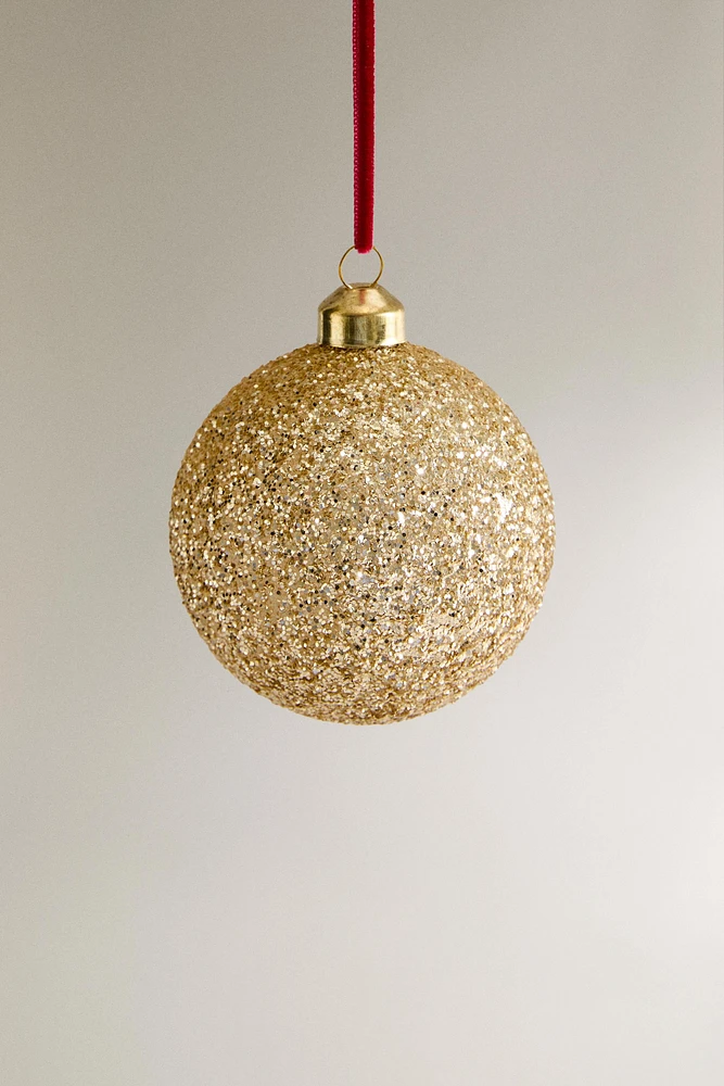 GLITTERY BALL CHRISTMAS TREE DECORATION