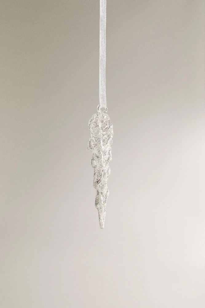 GLITTERY GLASS ICICLE CHRISTMAS TREE DECORATION