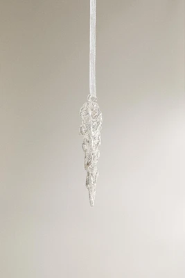 GLITTERY GLASS ICICLE CHRISTMAS TREE DECORATION