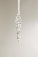 GLITTERY GLASS ICICLE CHRISTMAS TREE DECORATION