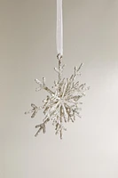 GLITTERY SILVER SNOWFLAKE CHRISTMAS DECORATION