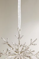 GLITTERY SILVER SNOWFLAKE CHRISTMAS DECORATION