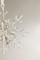 GLITTERY SILVER SNOWFLAKE CHRISTMAS DECORATION