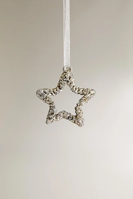 GLITTERY GLASS STAR CHRISTMAS TREE DECORATION