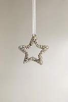 GLITTERY GLASS STAR CHRISTMAS TREE DECORATION