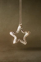 GLITTERY GLASS STAR CHRISTMAS TREE DECORATION