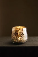 CHRISTMAS HERRINGBONE GLASS TEALIGHT HOLDER