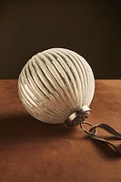 GLASS STRIPED BALL CHRISTMAS TREE ORNAMENT