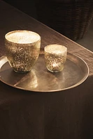 CHRISTMAS CRACKLED GLASS TEALIGHT HOLDER