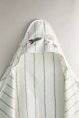 CHILDREN’S STRIPED SPACE HOODED TOWEL