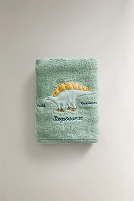 CHILDREN’S VELOUR DINOSAUR BATH TOWEL