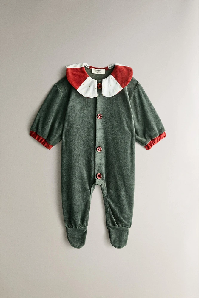 CHILDREN’S CHRISTMAS ELF FOOTED ROMPER