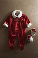 CHILDREN'S SANTA CLAUS CHRISTMAS FOOTED ROMPER