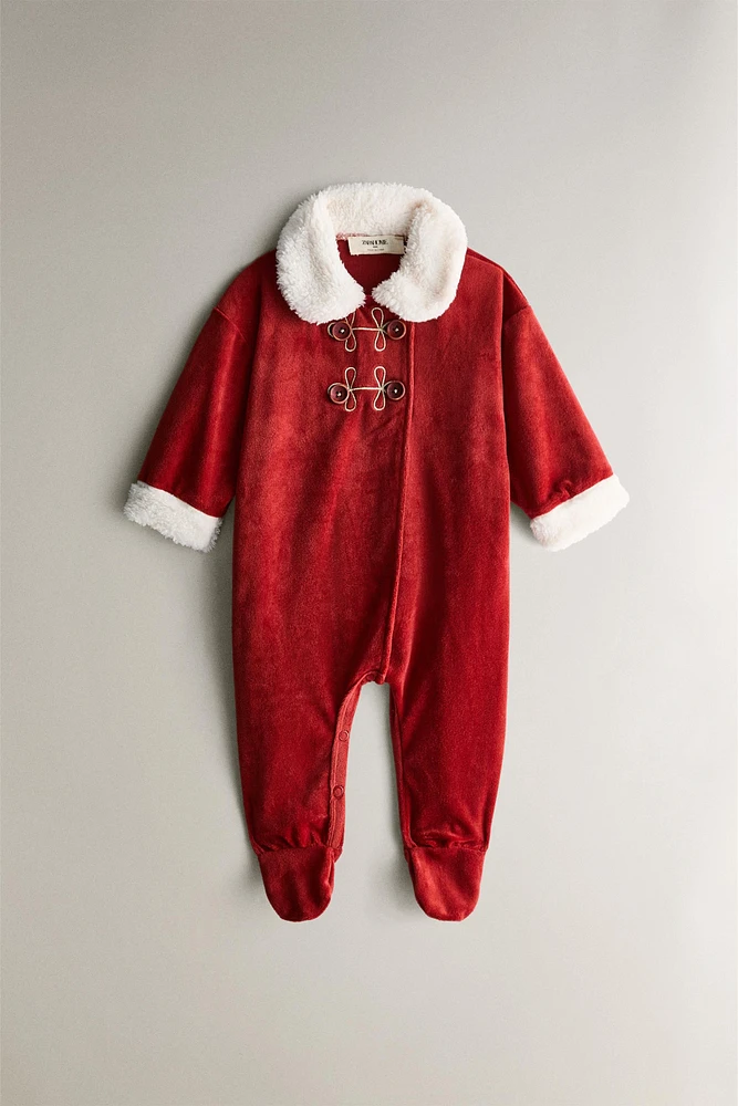 CHILDREN'S SANTA CLAUS CHRISTMAS FOOTED ROMPER