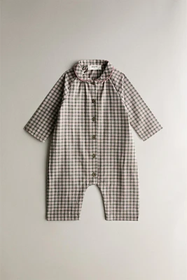 CHILDREN’S CHECK FLANNEL CHRISTMAS ROMPER