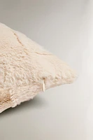 CHECKED FAUX FUR THROW PILLOW COVER