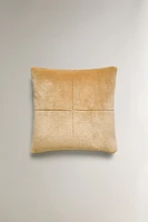 FAUX FUR THROW PILLOW COVER WITH BACKSTITCHING