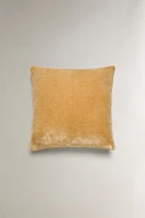 FAUX FUR THROW PILLOW COVER WITH BACKSTITCHING