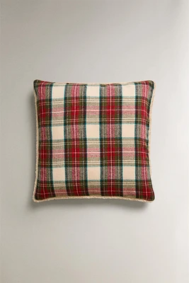 CHECK CHRISTMAS FLEECE THROW PILLOW COVER