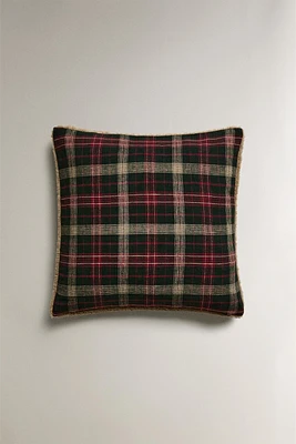 CHRISTMAS TARTAN CHECK FLANNEL THROW PILLOW COVER