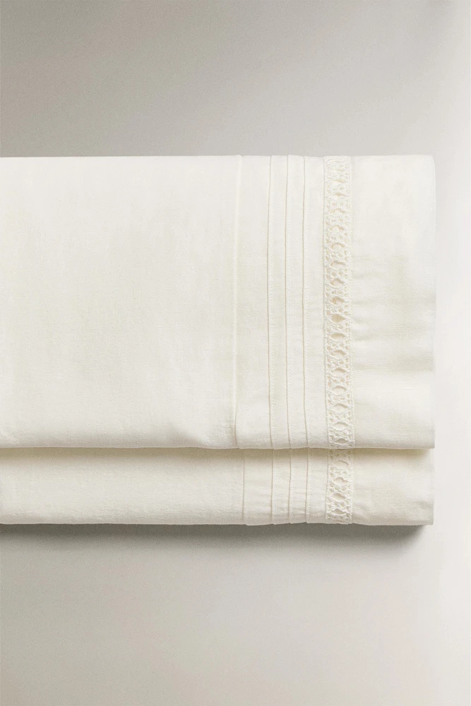 EMBROIDERED LINEN FLAT SHEET