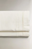 EMBROIDERED LINEN FLAT SHEET