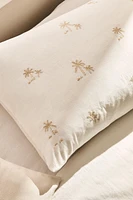 PILLOWCASE WITH EMBROIDERED PALM TREES