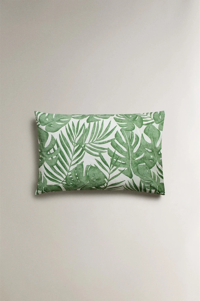 TROPICAL LEAVES PRINT PILLOWCASE