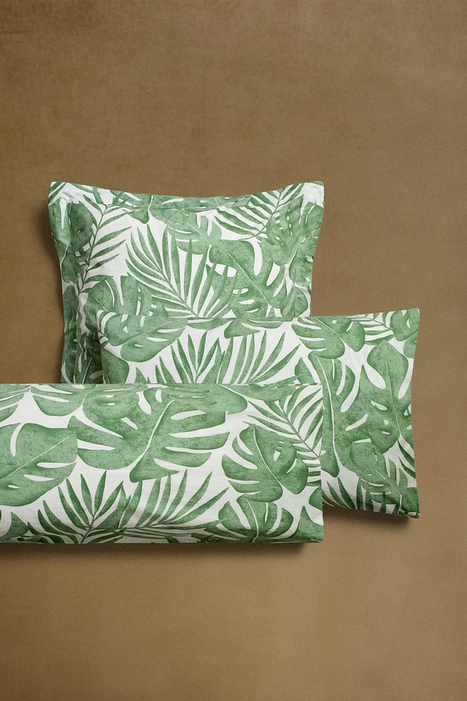 TROPICAL LEAVES PRINT PILLOWCASE