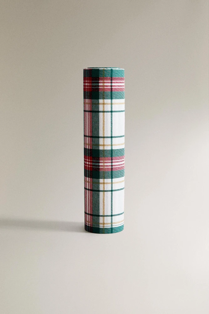 SET OF CHECK COTTON CHRISTMAS NAPKINS ROLL (SET OF 20)