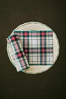 SET OF CHECK COTTON CHRISTMAS NAPKINS ROLL (SET OF 20)