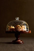 CHRISTMAS CAKE DISH WITH A WOODEN STAND