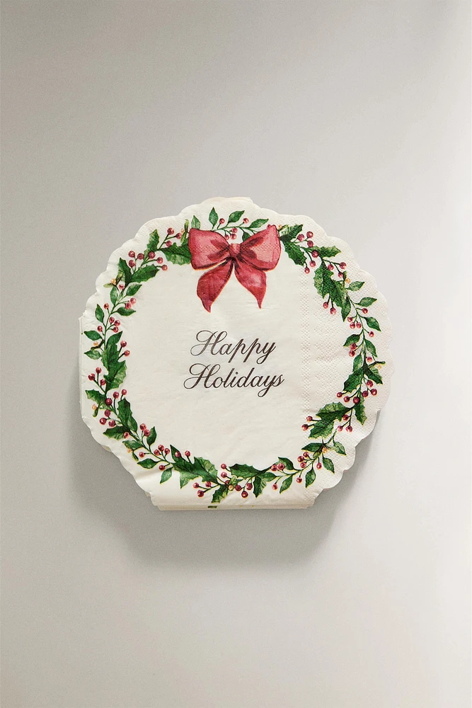 SET OF CHRISTMAS WREATH PAPER NAPKINS (SET OF 20)