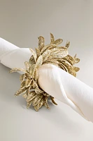 SET OF GLITTERY CHRISTMAS LEAF NAPKIN HOLDERS (SET OF 4)