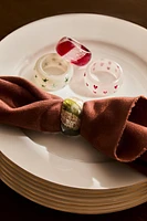 SET OF PAINTED GLASS CHRISTMAS NAPKIN RINGS (SET OF 4)