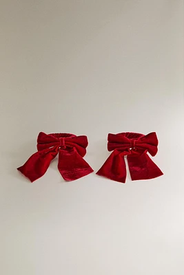 SET OF VELVET CHRISTMAS NAPKIN HOLDERS WITH BOW (SET OF 2)