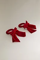 SET OF VELVET CHRISTMAS NAPKIN HOLDERS WITH BOW (SET OF 2)