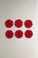 SET OF CHRISTMAS HOLLY FELT COASTERS (SET OF 6)