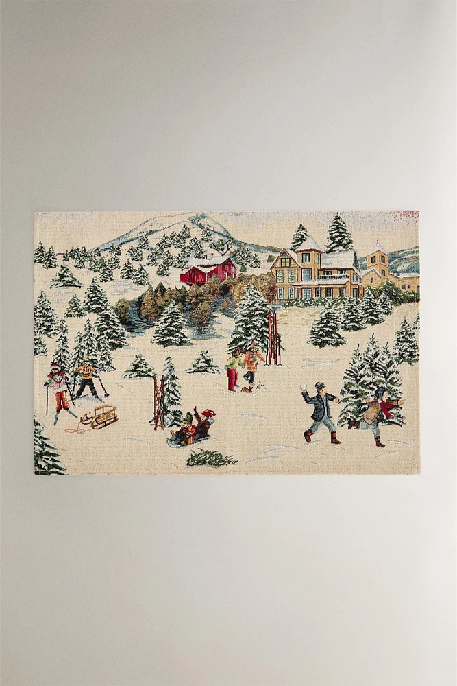 CHRISTMAS LANDSCAPE JACQUARD COTTON PLACEMAT