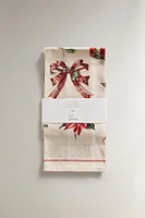 SET OF CHRISTMAS PRINT COTTON KITCHEN TOWELS (SET OF 2)