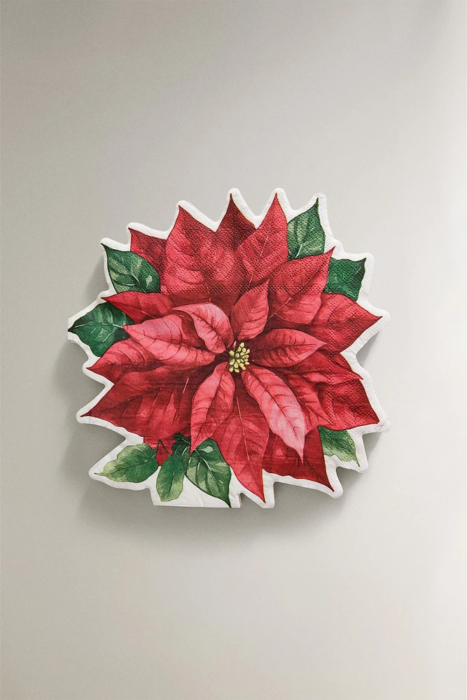 SET OF CHRISTMAS POINSETTIA PAPER NAPKINS (SET OF 20)