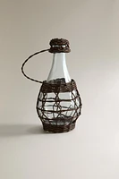 GLASS BOTTLE WITH RATTAN STOPPER